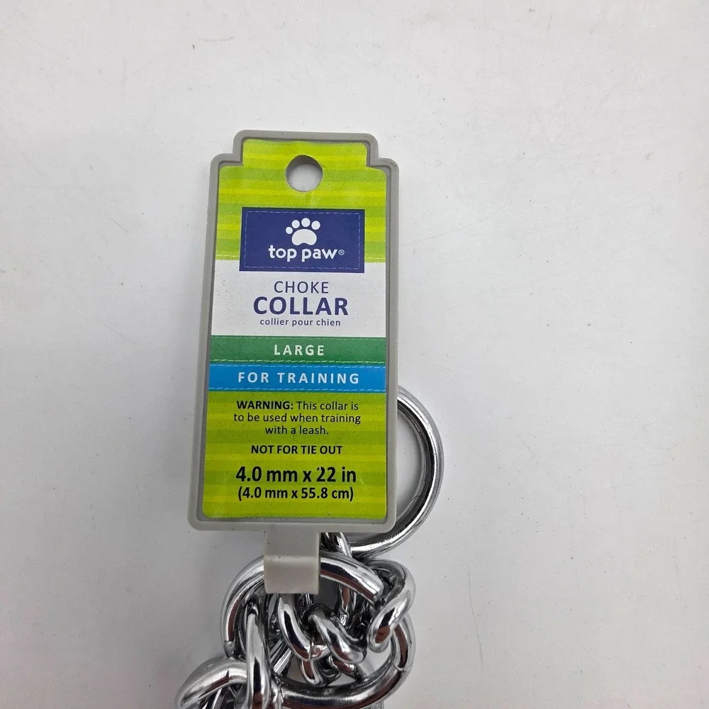 Top Paw Choke Collar Chain, LArge, 4.0 mm x 22 Inch long, Training Tool NWT
